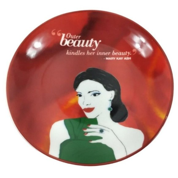 Mary Kay Ash Inner Beauty Quote Red Porcelain Ceramic Coffee Mug and Plate Set - Picture 5 of 8